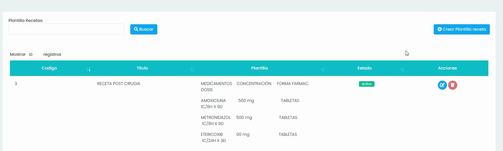 Plantillas de Recetas Saonamedic